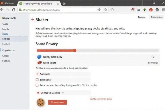 Illustration of browser settings with cookie icon